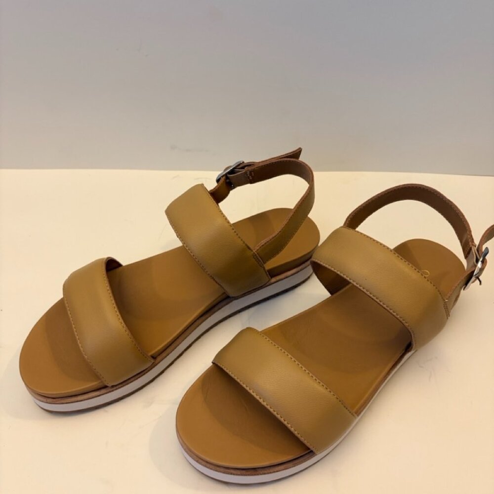 NWT Quince Women Italian Leather Platform Sandal Cashew Tan Shoes 7 - Picture 4 of 11